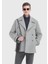 Gri Slim Fit Kruvaze Yaka Casual Örme Palto 4