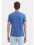 Mavi Düz Bisiklet Yaka %100 Pamuk T-Shirt 5