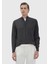 Antrasit Yarım Balıkçı Yaka Düz Örgü Yün Karışımlı Triko Kazak 2