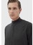 Antrasit Yarım Balıkçı Yaka Düz Örgü Yün Karışımlı Triko Kazak 4