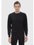 Siyah Bisiklet Yaka Düz Örgü Yün Karışımlı Triko Kazak 1