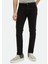 Siyah Düz Slim Fit Denim Pamuk Karışımlı Pantolon 2
