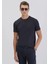 Lacivert Düz Bisiklet Yaka T-Shirt 1