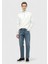 Mavi Düz Loose Fit Denim Pamuk Karışımlı Pantolon 1
