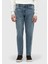 Mavi Düz Loose Fit Denim Pamuk Karışımlı Pantolon 2