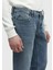 Mavi Düz Loose Fit Denim Pamuk Karışımlı Pantolon 4