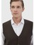 Kahverengi Regular Fit V Yaka Casual Örme Triko Yelek 3
