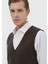 Kahverengi Regular Fit V Yaka Casual Örme Triko Yelek 4
