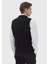 Siyah Regular Fit Kelebek Yaka Casual Örme Triko Yelek 5