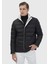Beyaz Regular Fit Dik Yaka Casual Dokuma Çift Taraflı Mont 3