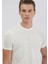 Beyaz Düz Bisiklet Yaka T-Shirt 3