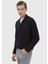 Siyah Polo Yaka Jakarlı Sweatshırt 3