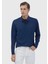 Indigo Polo Yaka Düz Sweatshırt 1