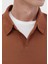 Koyu Turuncu Polo Yaka Düz Sweatshırt 4