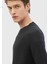 Antrasit Bisiklet Yaka Jakarlı Yün Karışımlı Triko Kazak 3