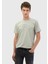 Açık Gri Baskılı Bisiklet Yaka %100 Pamuk T-Shirt 1