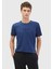 Saks Baskılı Bisiklet Yaka %100 Pamuk T-Shirt 1
