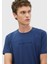 Saks Baskılı Bisiklet Yaka %100 Pamuk T-Shirt 3