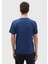 Saks Baskılı Bisiklet Yaka %100 Pamuk T-Shirt 4