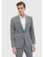 Gri Çizgili Zeroweight Slim Fit %100 Yün Takım Elbise 1