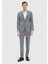 Gri Çizgili Zeroweight Slim Fit %100 Yün Takım Elbise 2