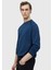 Indigo Bisiklet Yaka Düz Sweatshırt 3