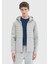 Gri Regular Fit Kapüşonlu Denim Dokuma Mont 3