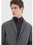 Koyu Gri Regular Fit Kruvaze Yaka Casual Dokuma Pardesü 4