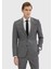 Gri Desenli Zeroweight Slim Fit %100 Yün Takım Elbise 1