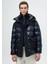 Lacivert Regular Fit Kapüşonlu Casual Dokuma Kaban 2