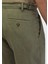 Haki Düz Dokuma Carrot Fit Casual %100 Keten Bermuda 5
