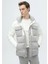 Beyaz Regular Fit Kapüşonlu Casual Dokuma Mont 3