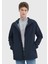 Lacivert Regular Fit Kapüşonlu Denim Dokuma Mont 1