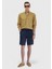 Lacivert Düz Dokuma Carrot Fit Casual %100 Keten Bermuda 2