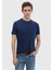 Lacivert Düz Bisiklet Yaka T-Shirt 1