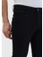 Siyah Düz Slim Fit Denim Pamuk Karışımlı Pantolon 3