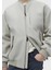 Ekru Oversize Fit Dik Yaka Casual Dokuma Mont 5