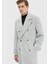 Gri Regular Fit Kruvaze Yaka Casual Dokuma Palto 5