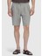 Vizon Düz Dokuma Carrot Fit Casual %100 Keten Bermuda 1