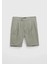 Vizon Düz Dokuma Carrot Fit Casual %100 Keten Bermuda 2