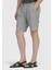 Vizon Düz Dokuma Carrot Fit Casual %100 Keten Bermuda 3