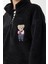 Ayıcık Işlemeli Fermuarlı Peluş Sweatshirt LZH0014 Siyah 3