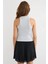 Kadın Mavi Renk Halter Yaka Basic Tank Top Açık Gri 4