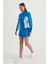 Kadın Renk Bloklu Yüksek Boyunlu Düğmeli Sweatshirt Blue 1