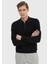 Siyah Polo Yaka Jakarlı Triko Kazak 3