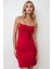 Kadın Kare Yaka Bodycon Mini Elbise Kırmızı 1