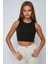 Kadın Halter Yaka Fitilli Kısa Örme Askılı Üst Black 1