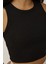 Kadın Halter Yaka Fitilli Kısa Örme Askılı Üst Black 3