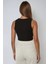 Kadın Halter Yaka Fitilli Kısa Örme Askılı Üst Black 4