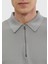Açık Gri Polo Yaka Jakarlı Triko Kazak 5